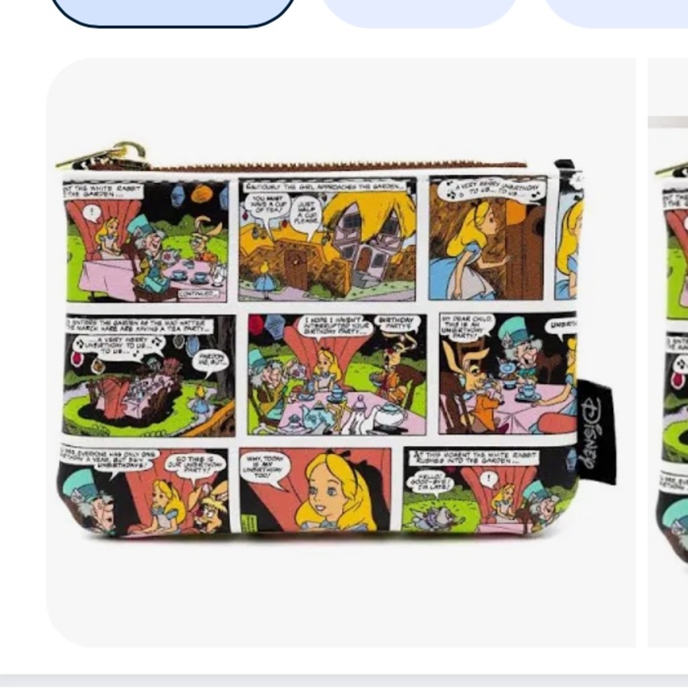 DISNEY 🤍🖤Alice in Wonderland Comic Strip wallet coin Pouch NWT